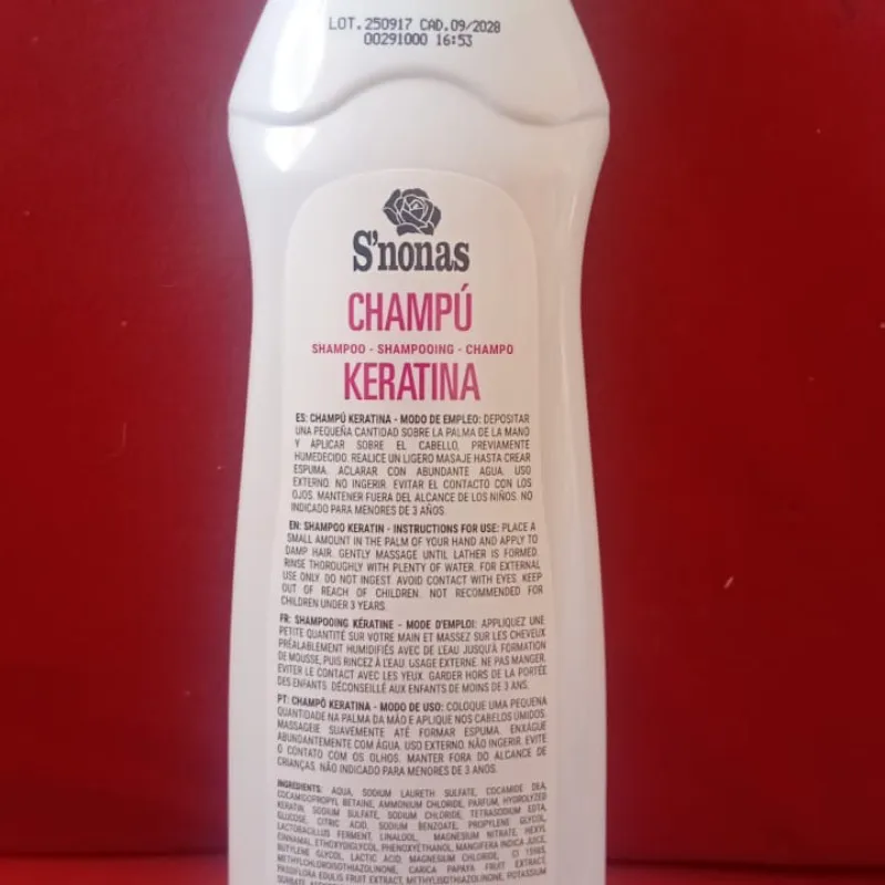 Champú Familiar Keratina S’nonas 750ml S’nonas