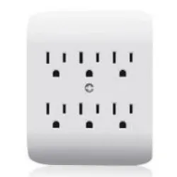 Extensor de salida múltiple con 6 tomas de corriente, certificación ETL, 1 paquete, color blanco 