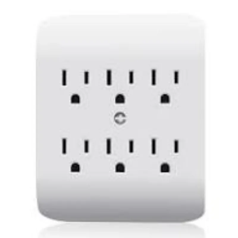 Extensor de salida múltiple con 6 tomas de corriente, certificación ETL, 1 paquete, color blanco 