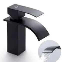  Grifo Lavabo Negro, Grifo Cascada Negro conurde Agua 84 mm Monomando Mezclador Lavabo Cascada Baño en Acero Inoxidable : ..