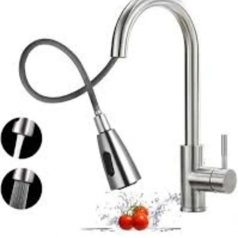 Mezcladora monomando para fregadero ( cuello de ganso con grifo extraíble) gris Mate 