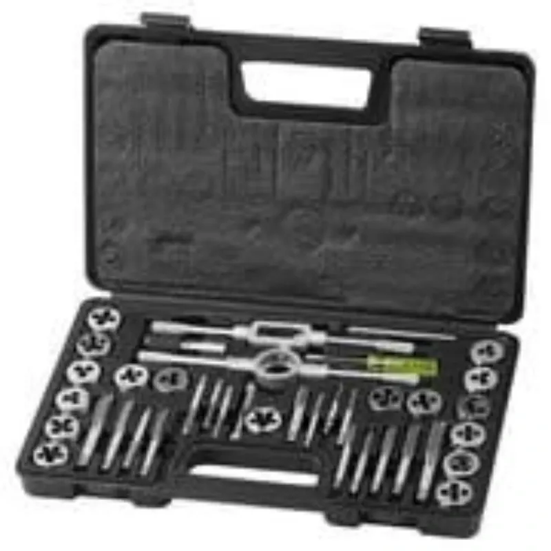 Grifo métrico de acero al carbono y juego de troqueles, 40 piezas