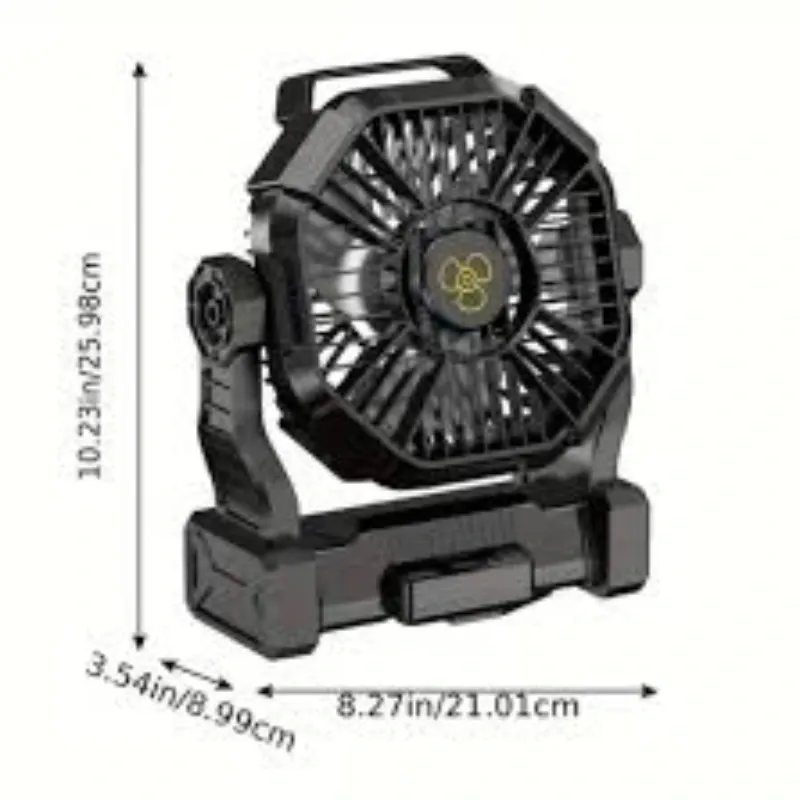 VENTILADOR PORTÁTIL DOS EN UNO LUZ DE VENTILADOR MODX23 NARANJA Y NEGRO 