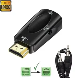 🔌 Adaptador HDMI Macho a VGA Hembra – Convertidor de Audio 