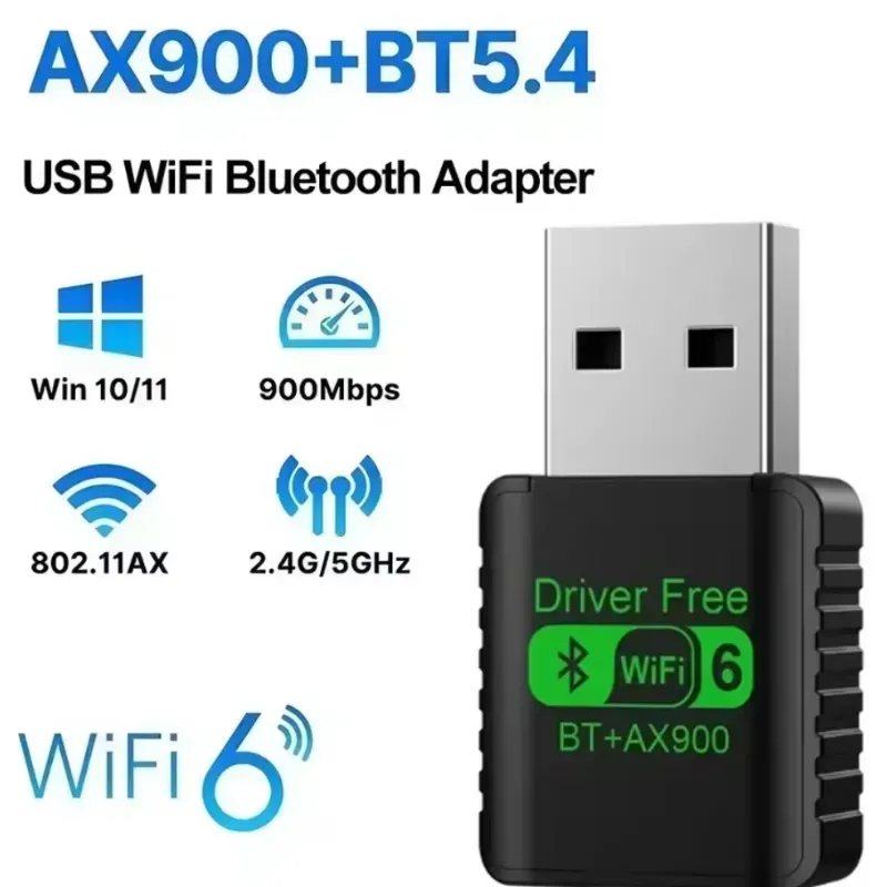 📡Adaptador USB WiFi 6 + Bluetooth 5.4 AX900 – Alta Velocidad y Conexión Dual