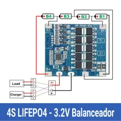 ⚡ BMS 4S 30A LiFePO4 (12.8V) Balanceador.