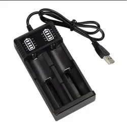 🔋 Cargador USB de Doble Ranura para Baterías de Litio 18650 / 18500 / 18350 / 14650 / 16650 / 16340 / 14500 / 10440