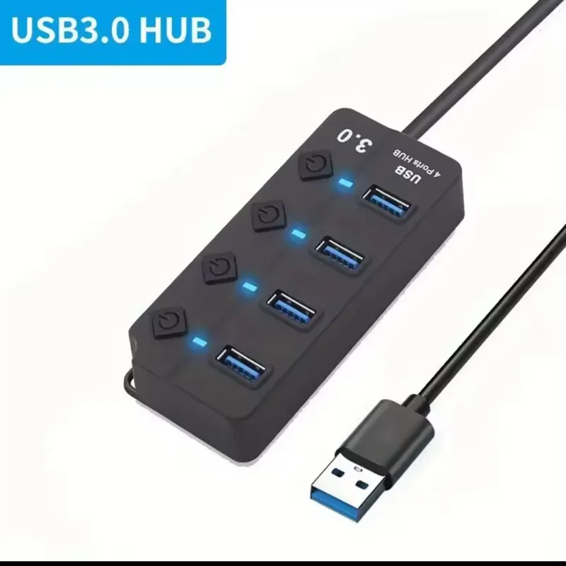 ♻️HUB USB 3.0 de 4 Puertos con Interruptores 