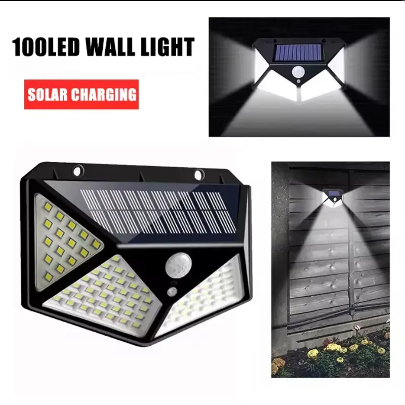 🌞Lámpara Solar de 100 LED con Sensor de Movimiento -IP65