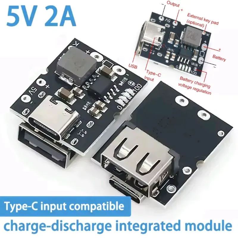 ⚡Módulo Integrado de Carga y Descarga 5V 2A Tipo-C — Alta Precisión