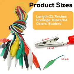 📌 Pinzas de Cocodrilo con Cables Juego de 10 Unidades