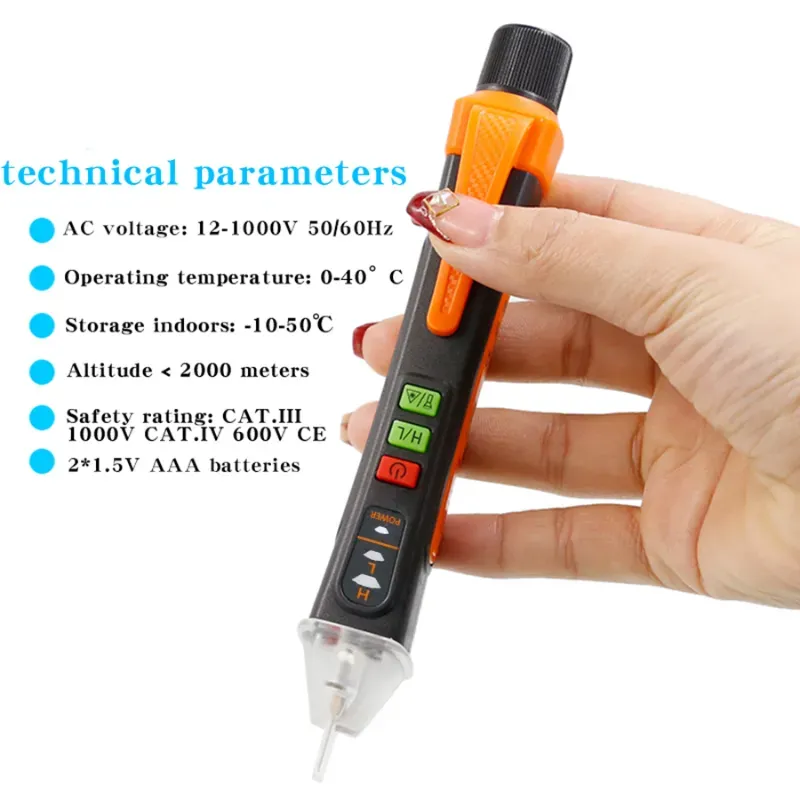 🖊️ Probadora de Voltaje T-02A – Detector Inteligente sin Contacto 12-1000V
