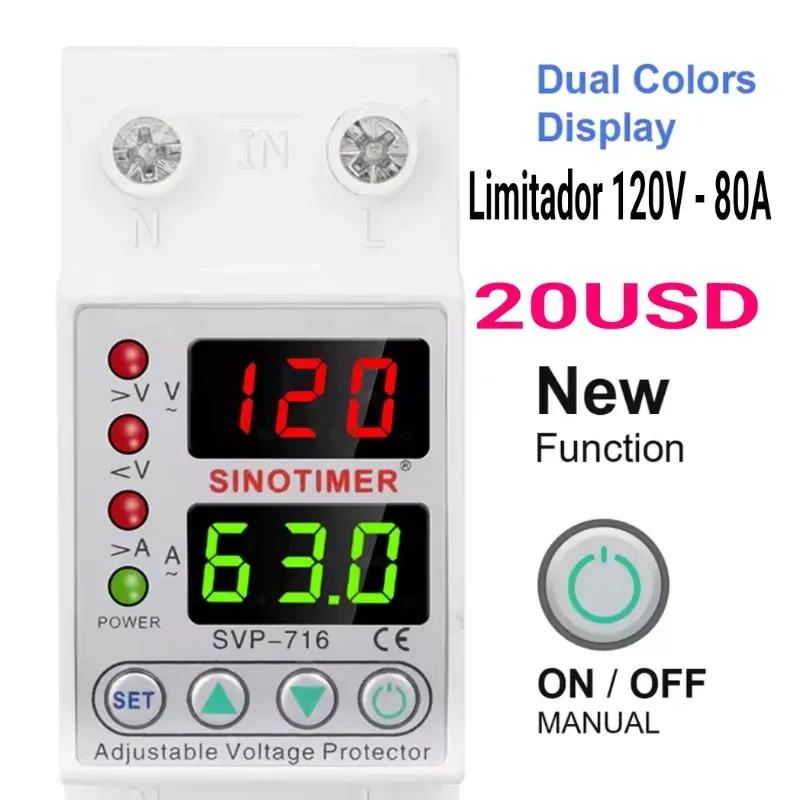 🛡️ Protector Eléctrico Inteligente SINOTIMER 120V - 80A 🛡️