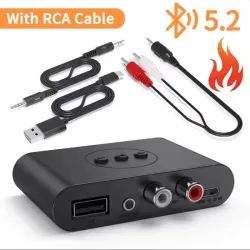 🎶 Receptor de Audio Bluetooth 5.3 – Adaptador Estéreo Inalámbrico RCA / AUX / USB