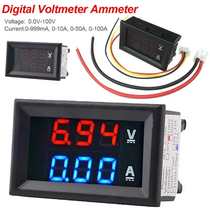 🔌Voltímetro-Amperímetro LED DSN-VC288 – DC 100V / 10A