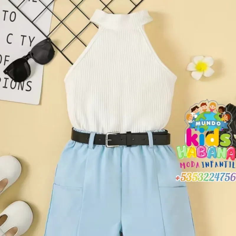 Conjunto  de short + top + cinto