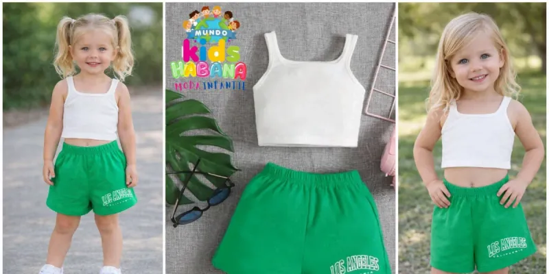 Conjunto  deportivo de short California + top blanco