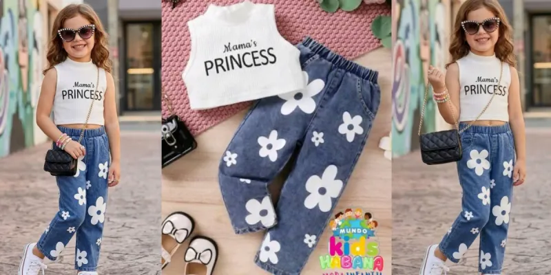 Jeans de flores + top blanco