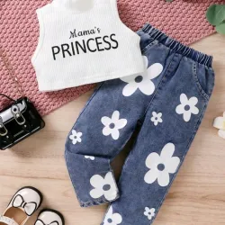 Jeans de flores + top blanco