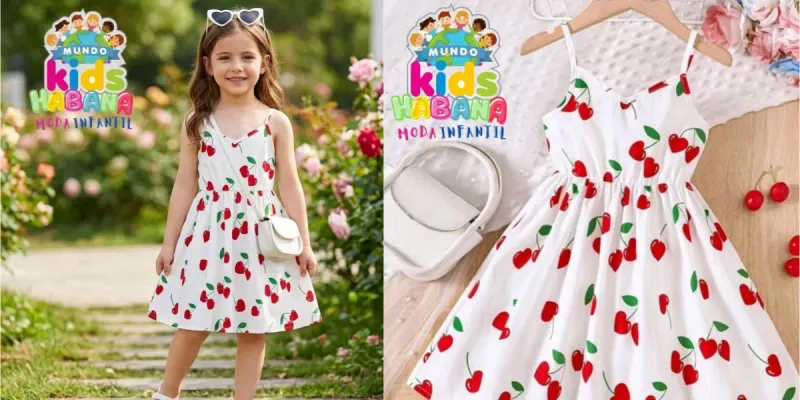 Vestido blanco con estampado de 🍒