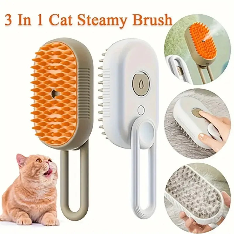 Cepillo Vaporizador 3 en 1 Eléctrico para Mascotas