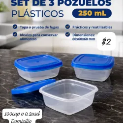 Set de 3 pozuelos plasticos 250 ml