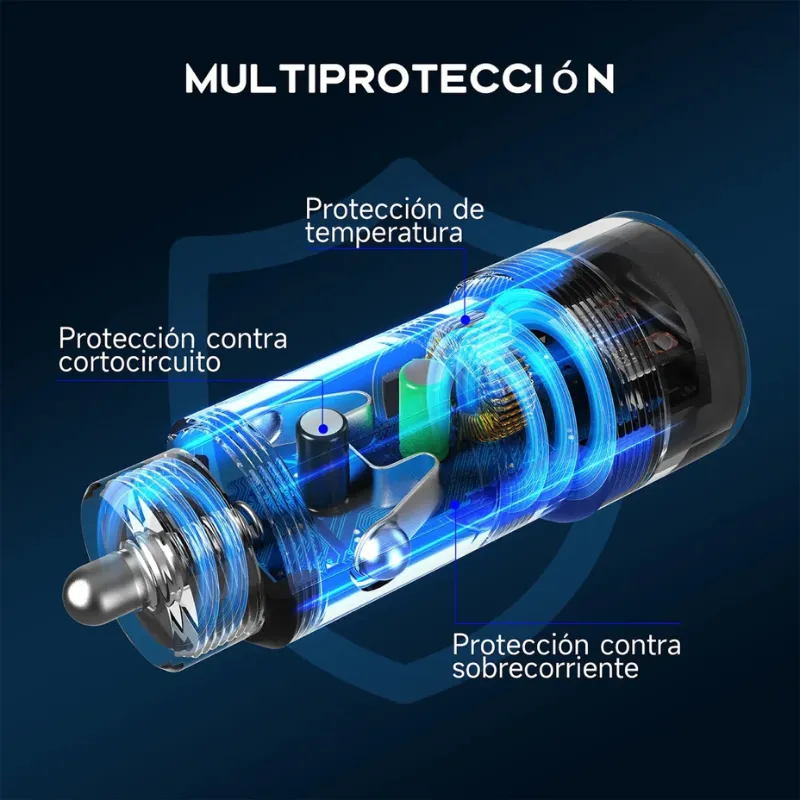 Cargador para Auto 18w Rápida 1Hora Con Cable Tipo C