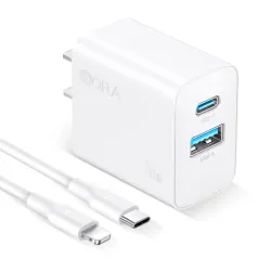 Cargador rápido de 2 puertos de 20 W + cable IPhone