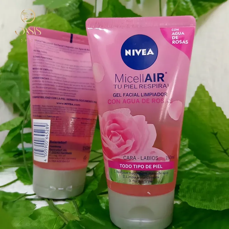 Gel limpiador facial de agua de rosas