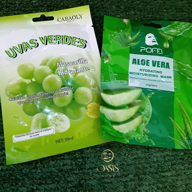 Mascarillas faciales Uvas Verdes y Aloe Vera