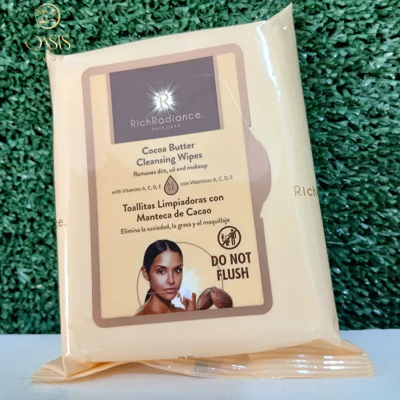 Toallas húmedas desmaquillantes con manteca de cacao