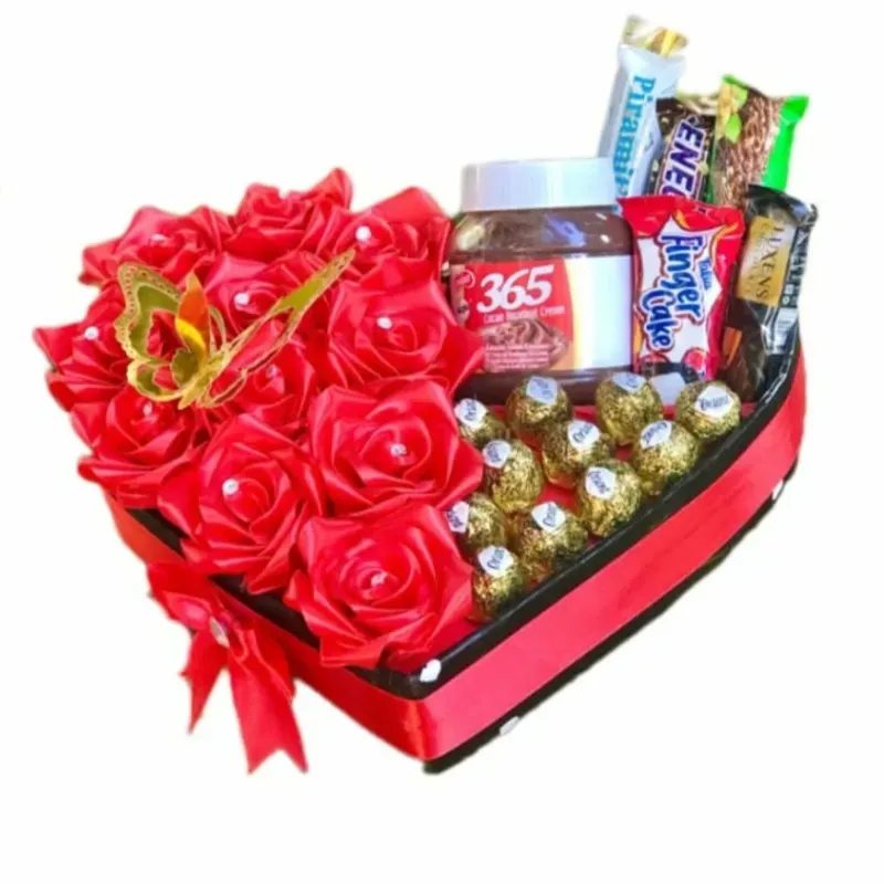 Caja de corazón con nuetella 