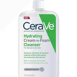 Crema hidratante limpiador espumoso y Removedor de maquillaje para piel seca