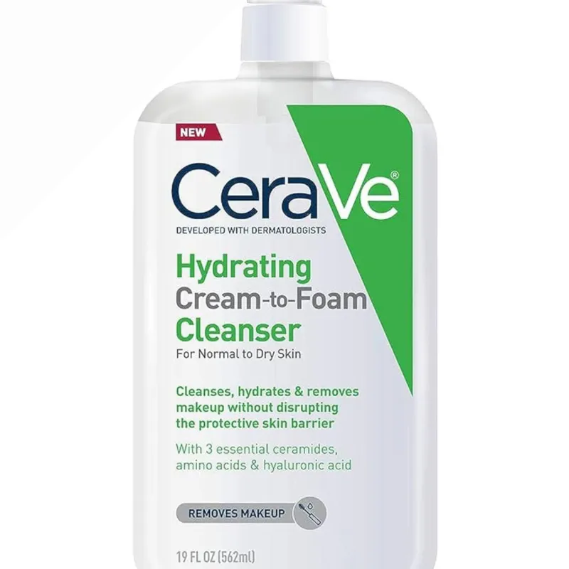 Crema hidratante limpiador espumoso y Removedor de maquillaje para piel seca