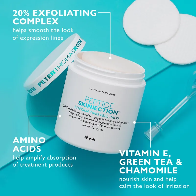✨ Peter Thomas Roth Peptide Skinjection™ Exfoliating Peel Pads ✨