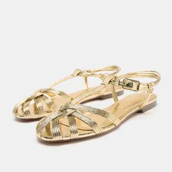 Sandalias Planas Doradas Zara