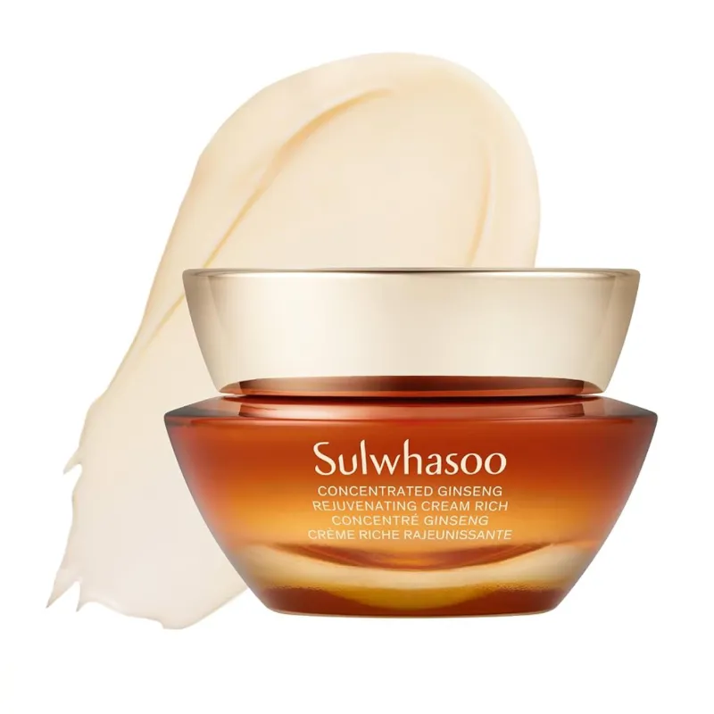 Sulwhasoo Crema rejuvenecedora concentrada de ginseng rica - Ginseng coreano y péptido antienvejecimiento rico hidratante con retinol para arrugas, firmeza y piel nutrida, 1.69 onzas líquidas