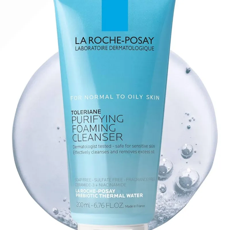 Toleriane limpiador facial con Niacinamida, ceramides,agua termica probiotica 