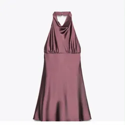 Vestido Corto de Satén Zara
