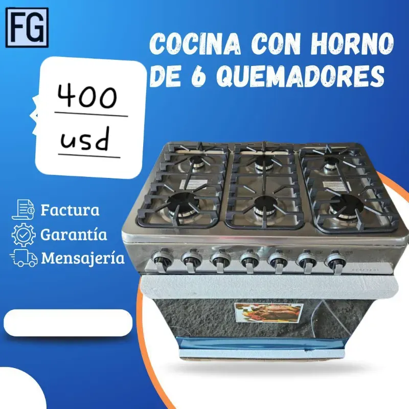 Cocina 6 hornillas y horno 