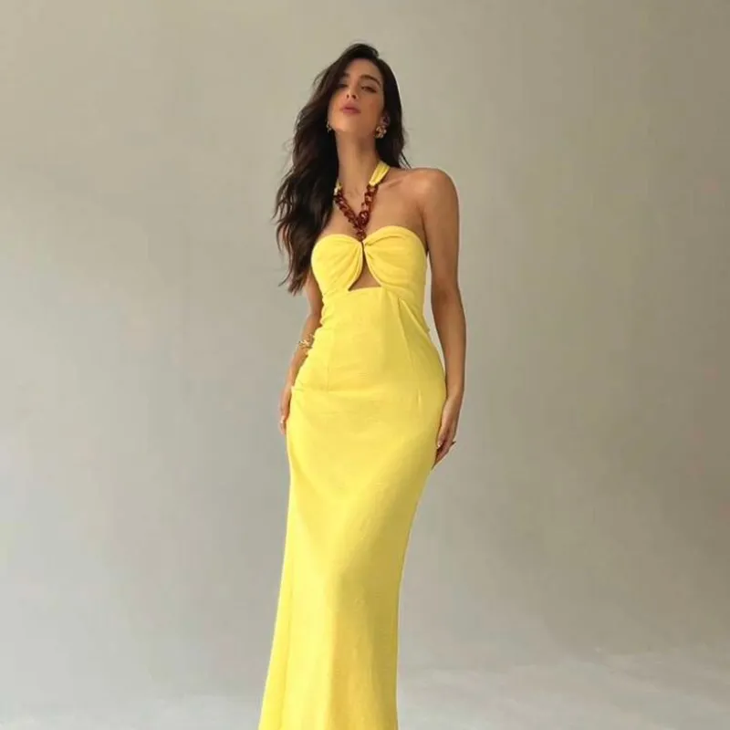 Vestido amarillo largo 