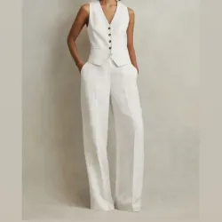 Cjnto de chaleco y pantalón de lino