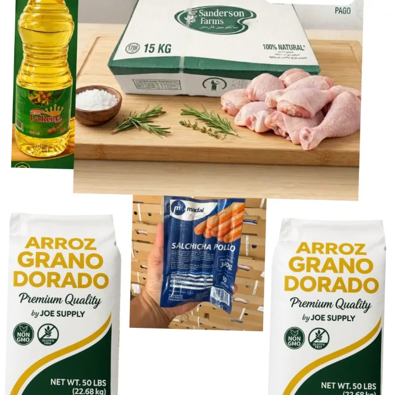 Combo pollo , arroz, aceite y salchichas