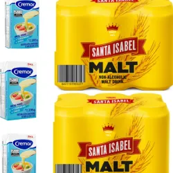 12 maltas y 4 cajitas de leche condensada