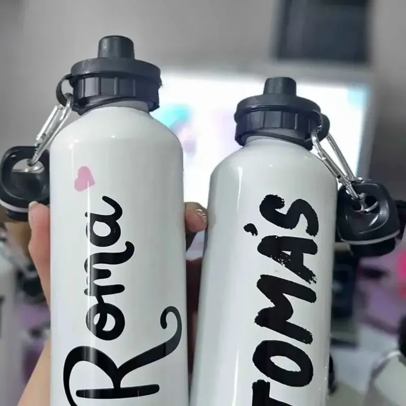 Botella Deportiva Blanca Con Dos Tapas