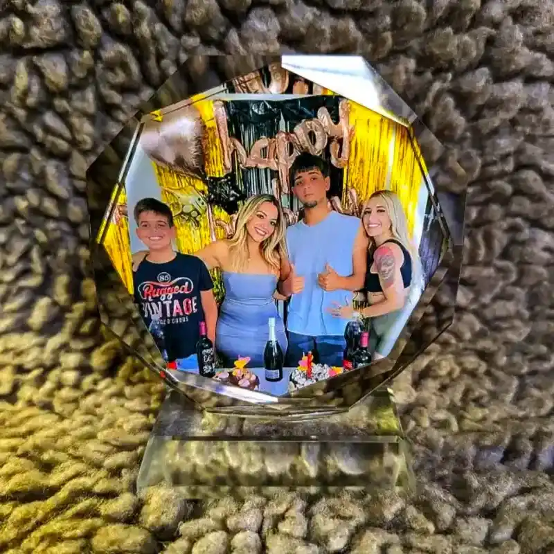 🧊 Cristal Octagonal con Foto Personalizada 