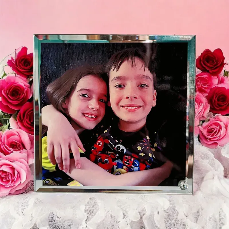 Cuadro de cristal con bordes espejo