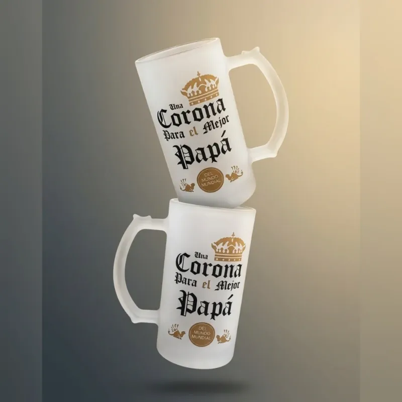 Jarra Cervecera de vidrio esmerilado
