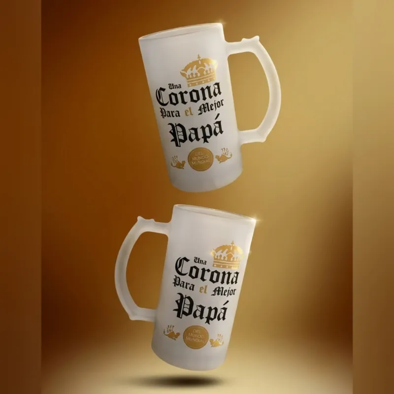 Jarra Cervecera de vidrio esmerilado