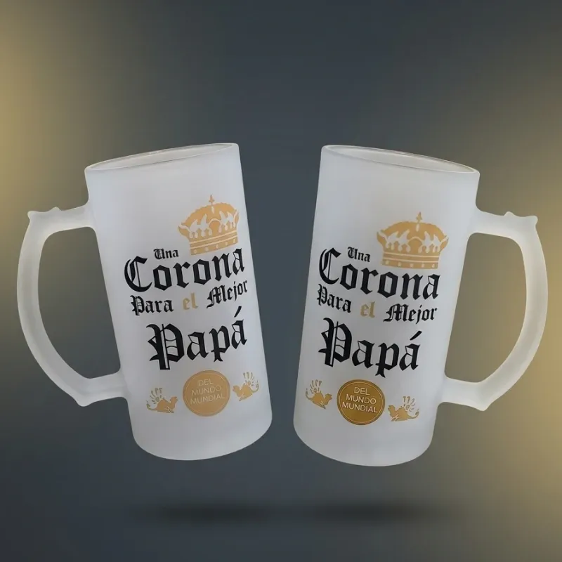 Jarra Cervecera de vidrio esmerilado